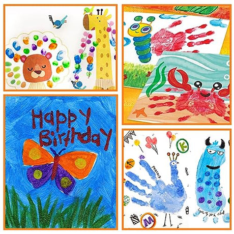 ABEIER Washable Finger Paint Kit for Toddlers, 12 Colors (1.21 oz) with Paint Tools, Safe Non-Toxic, Baby Safe Paint for Hand and Feet, Mess Free Art ABEIER