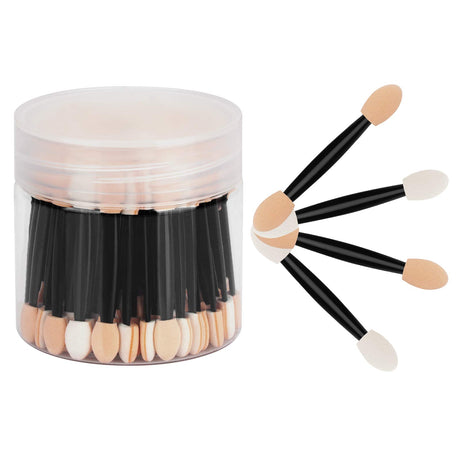 CHEFBEE 80pcs Eyeshadow Applicators with Container, Disposable Dual Sides Eyeshadow Brushes, Eyeshadow Sponge Applicator Makeup Applicators(Black) CHEFBEE