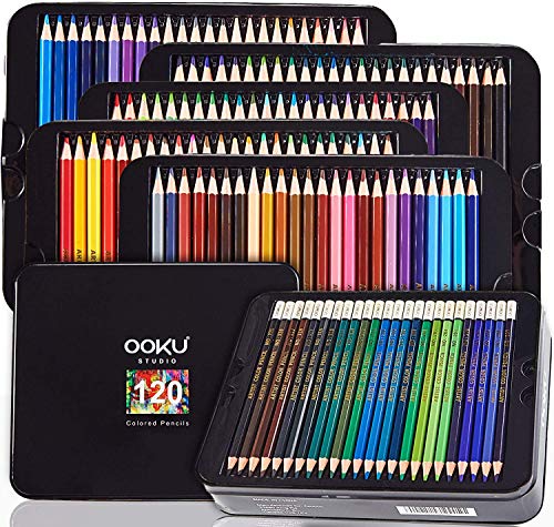 OOKU 120 Colored Pencils - Oil Based Colored Pencils, Artist Colored Pencils Set for Drawing, Shading | Soft Core Colored Pencils for Adults - WoodArtSupply