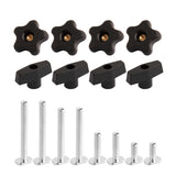 POWERTEC 71121 T Track Knob Kit w/ Threaded Knobs and 5/16”-18 T Slot Bolts, 16-Piece Set, T Track Accessories for Woodworking Jigs and Fixtures POWERTEC