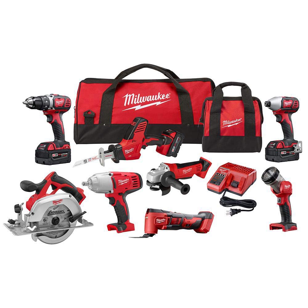Milwaukee M18 Cordless Combo Kit 8-Tool with Three and charger Milwaukee