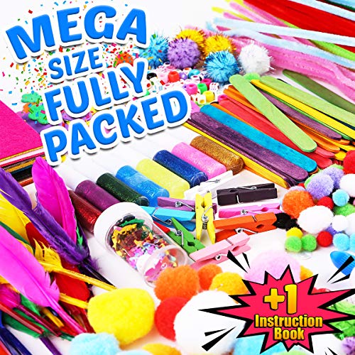 FUNZBO Arts and Crafts Supplies for Kids - Kids Crafts Toys with Sequins, Diamond Stickers & Foam Letters, Crafts for Girls Age 4 5 6 7 8 9 - All in FUNZBO