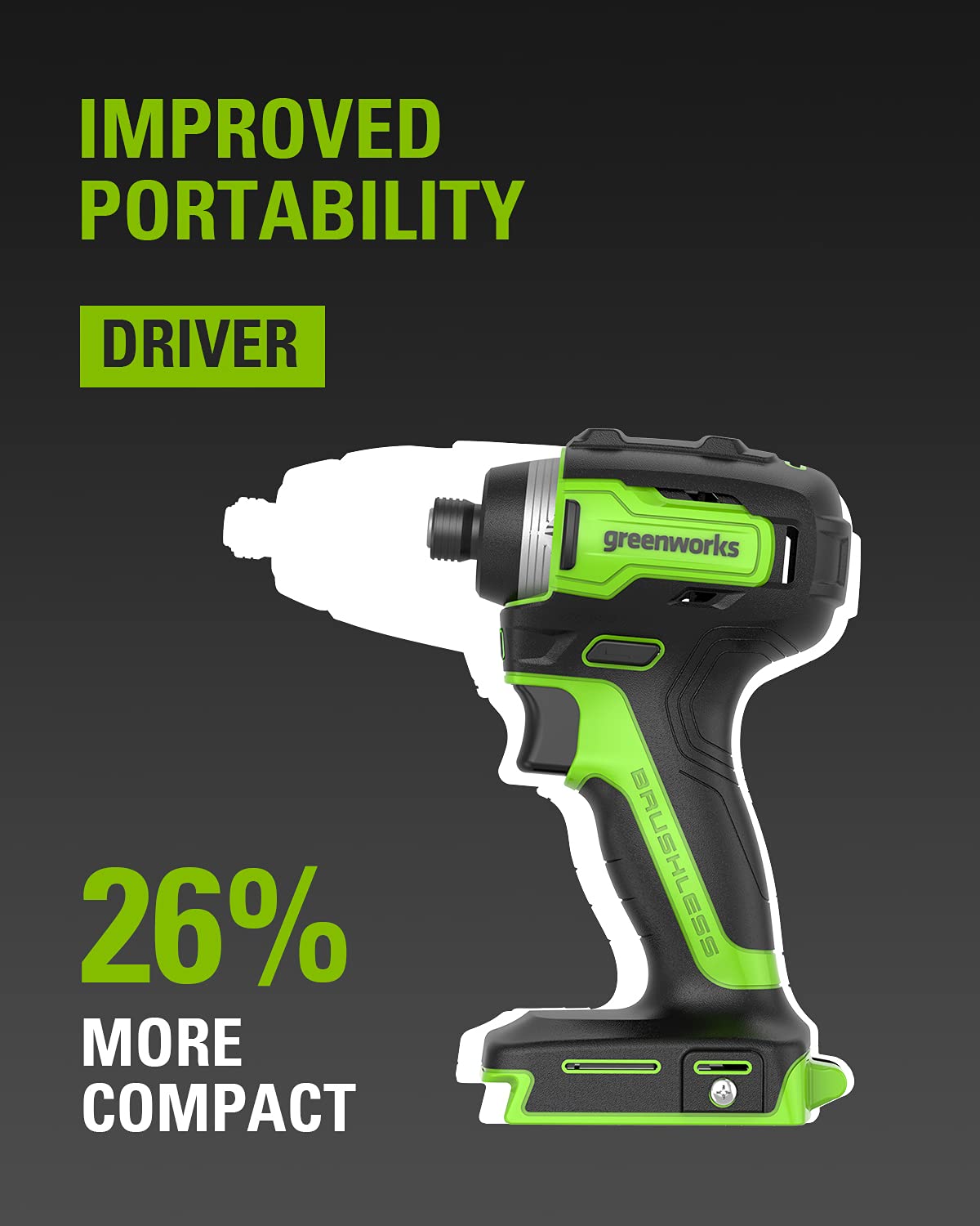Greenworks 24V Brushless Cordless Drill Impact Driver Combo kit, 1/2”Drill & 1/4”Hex Impact Driver Power Tool Kit, Included 2 Batteries, 1 Charger, 8 Greenworks