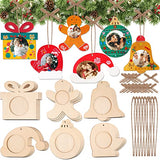 Christmas Photo Frame Ornaments, DIY Unfinished Wood Picture Frame Ornaments Craft, Xmas Themed Frame Kits for Kids, Painting Decor Holiday Party Shitailu