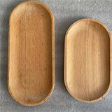 Mini Serving Tray for Jewellery Key Coin Set of 2, Oval Wood Natural Dessert Cup Tray, Small Wooden Cheese Plate, Tableware Decorative Tray BWRMHME