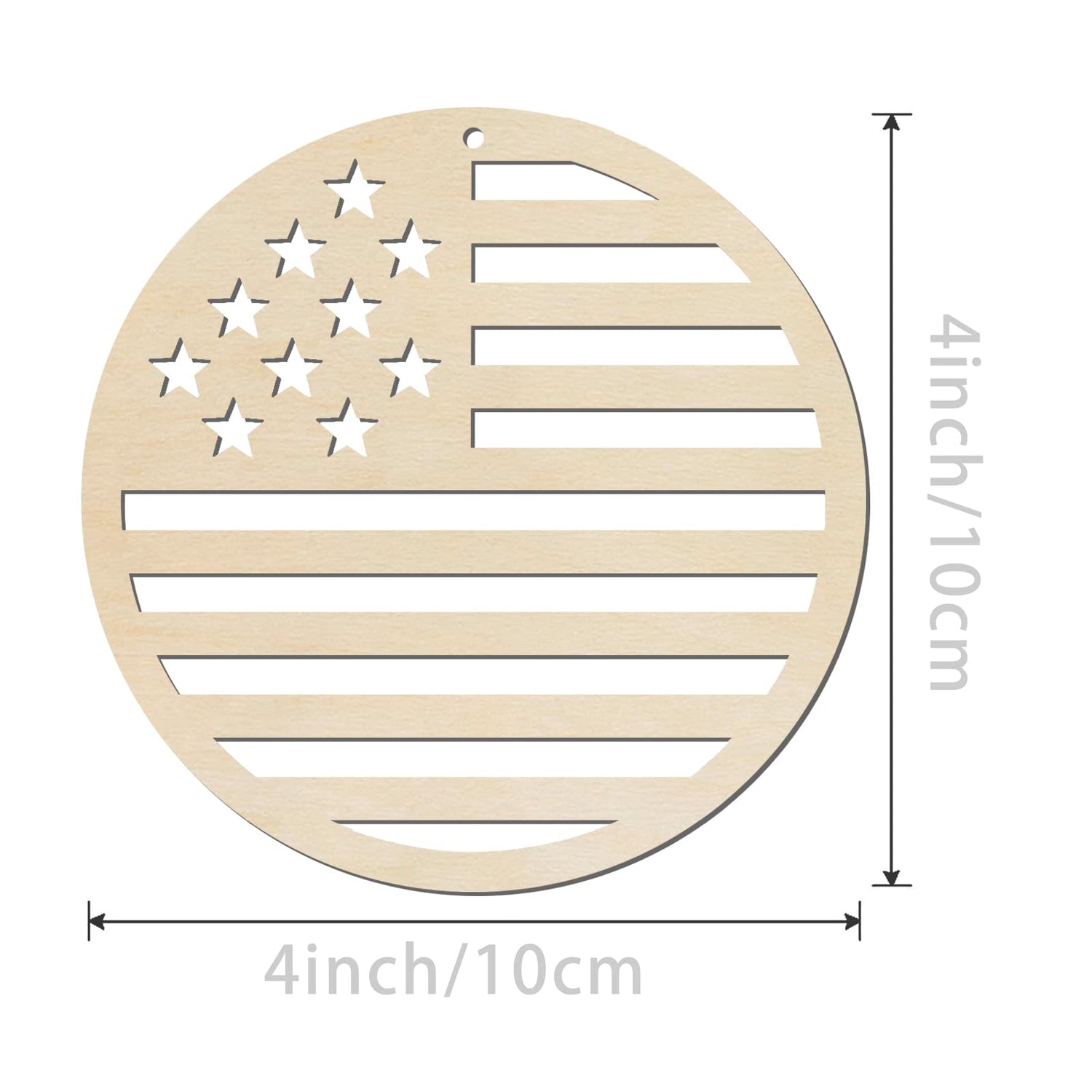 4in Patriotic Star Hanging Wood Independence Day Unfinished Wood with Twines DIY Craft Ornament for Independence Day Wedding Birthday Birthday 4th of Lamantery