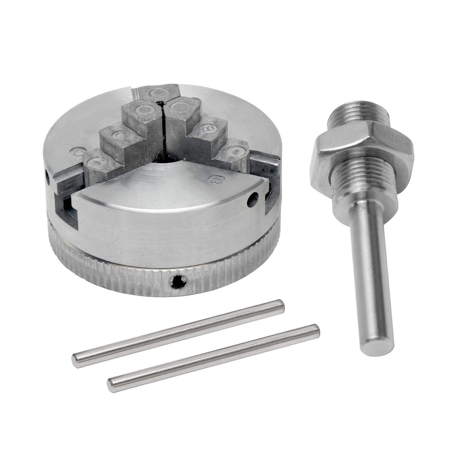 Z011 3-Jaw Lathe Chuck, Mini Lathe Chuck with Connecting Rod and Short Sticks, Self Centering Wood Turning Chuck, Power Lathe Accessory soikoi