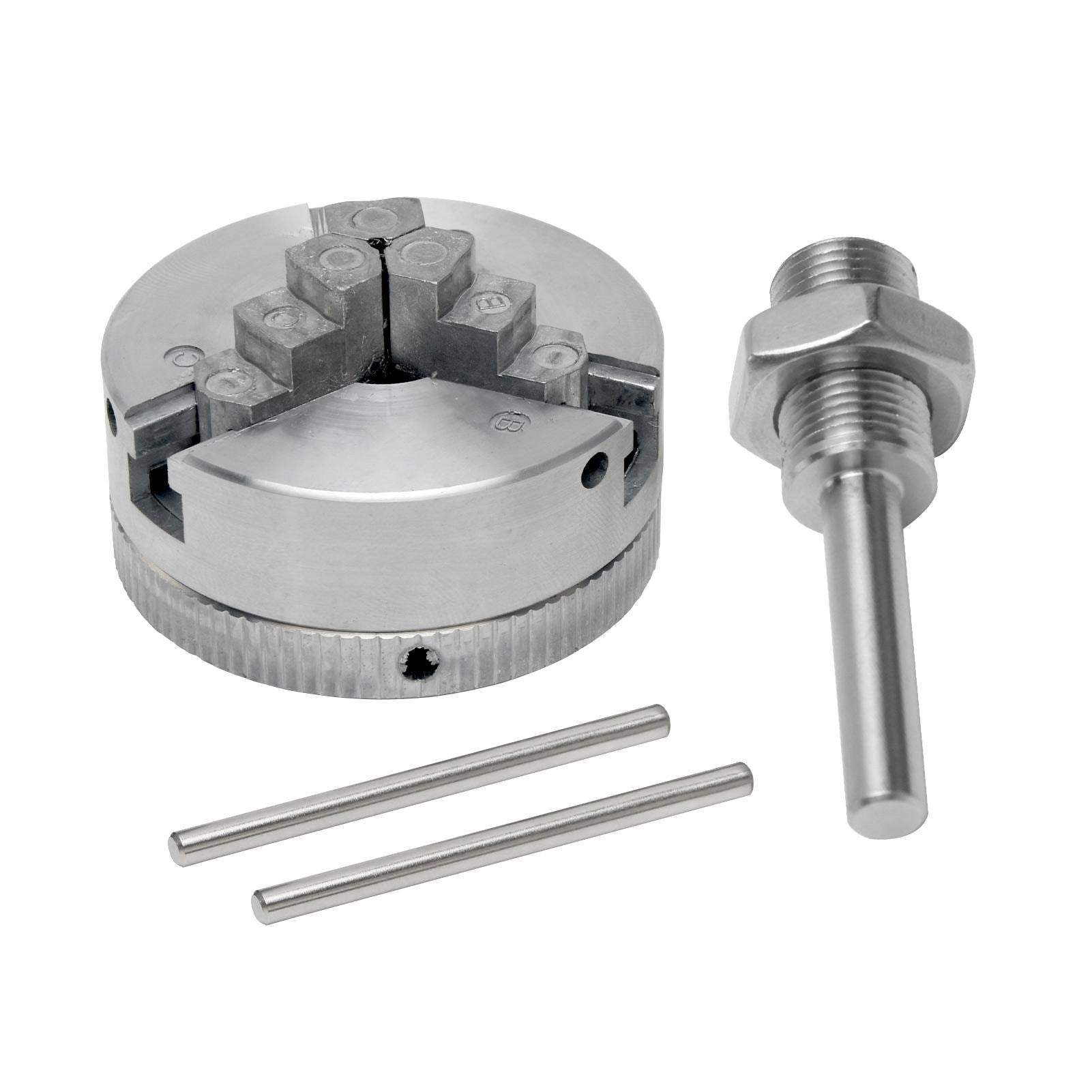 Z011 3-Jaw Lathe Chuck, Mini Lathe Chuck with Connecting Rod and Short Sticks, Self Centering Wood Turning Chuck, Power Lathe Accessory - WoodArtSupply