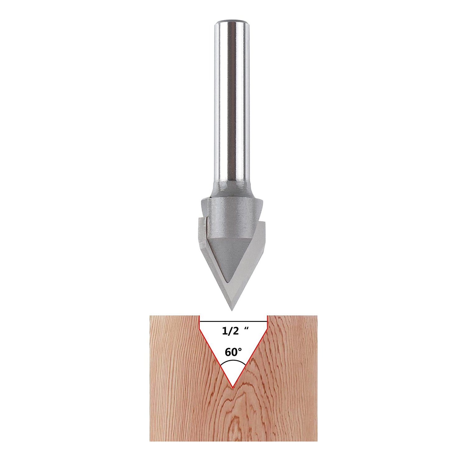 SpeTool Carbdie Tip V Groove CNC Engraving Bit Router Bit CNC Woodwork Tools 60 Deg 1/2 Inch Cutter with 1/4 Inch Shank SpeTool