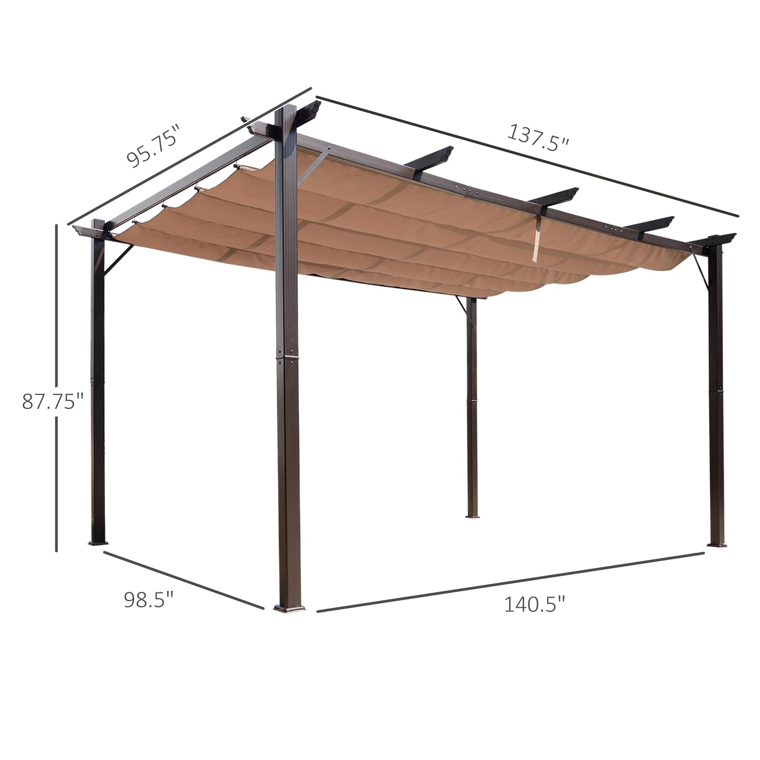 Outsunny 10' x 13' Aluminum Patio Pergola with Retractable Pergola Canopy, Backyard Shade Shelter for Porch, Outdoor Party, Garden, Grill Gazebo, Outsunny