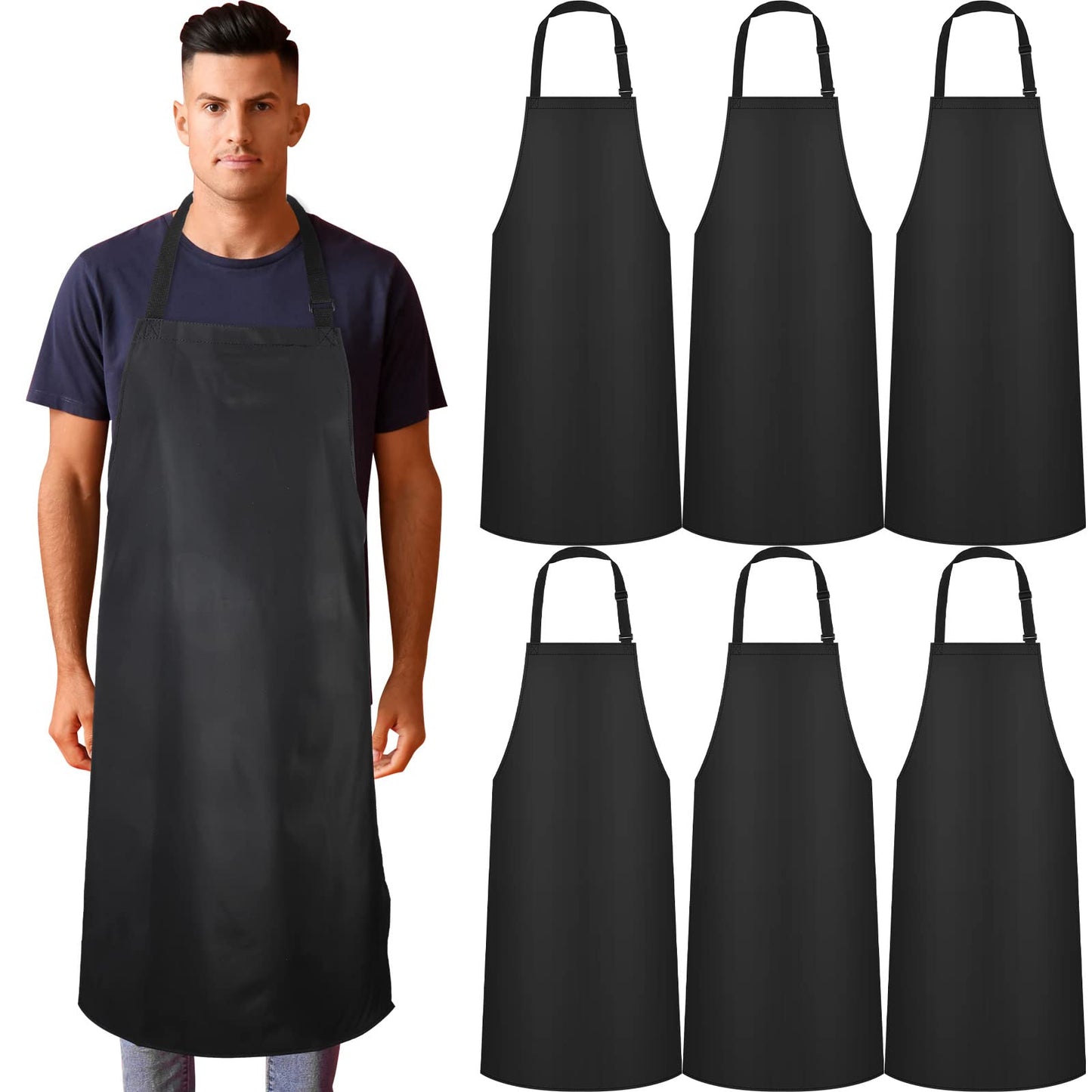 Cheecen 6 Pieces Waterproof Apron Commercial Vinyl Oil Resistant Apron Work Baking Cooking Adjustable Plastic Aprons for Women Men Chef Dishwashing, - WoodArtSupply