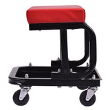 Parts-Diyer Shop Garage Rolling Stool Mechanic Roller Seat Chair, Rectangular Shape Auto Accessory, Red Parts-Diyer