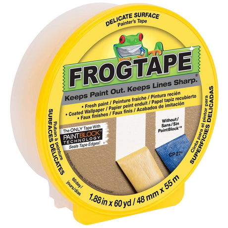 FROGTAPE Delicate Surface Painter's Tape with PaintBlock, 1.88 inch width, Yellow (280222) FROGTAPE