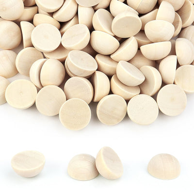 200 Pcs Half Wood Balls, Unfinished Round Split Wood Balls for Paint DIY Craft Kids Arts Toy Home Party Decoration (20mm)