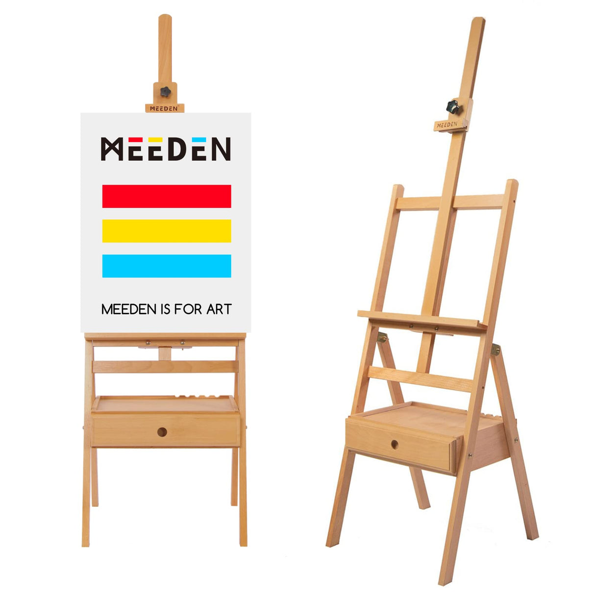 MEEDEN Painting Easel with Storage Drawer, Studio H-Frame Easel- Adjustable (60"~75") Solid Beech Wood Easel Stand for Painting for Adults, Holds MEEDEN