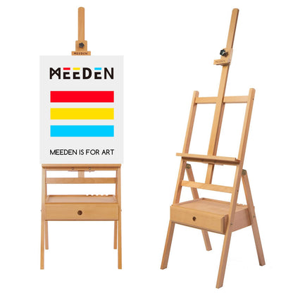 MEEDEN Painting Easel with Storage Drawer, Studio H-Frame Easel- Adjustable (60"~75") Solid Beech Wood Easel Stand for Painting for Adults, Holds - WoodArtSupply