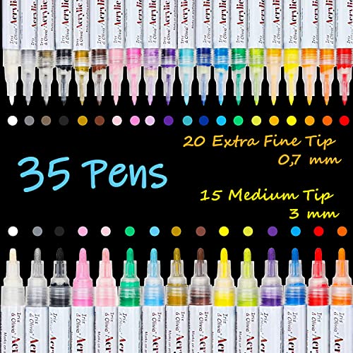 Acrylic Paint Pens for Rock Painting Set of 12 Paint Markers Extra Fine Tip  for Wood