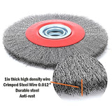 OSFTBVT 8in Bench Wire Wheel Brush for Bench Grinder Coarse Crimped Steel Wire 0.012" with 1/2" 5/8" 3/4" 7/8" 1"(5sets) Spacer Arbors - 2pack OSFTBVT