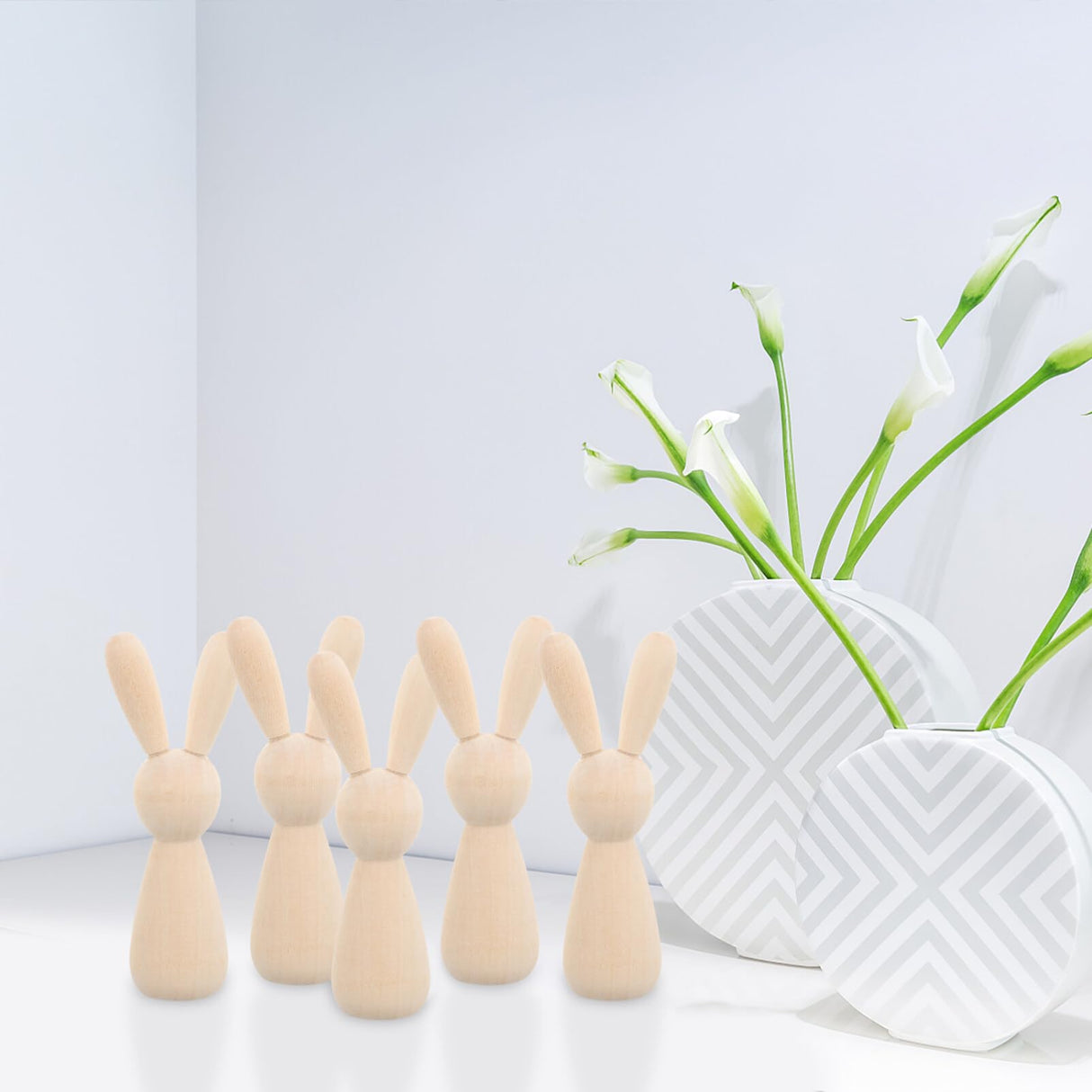 Light House Decorations for Home 10 Pcs Unfinished Wooden Peg Dolls Rabbit Wooden Peg Figures Animal Doll Bodies for DIY Craft Art Home Party EXCEART