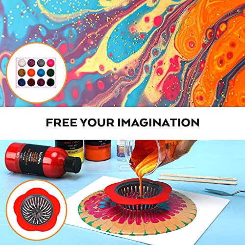 Nicpro 14 Colors 8.45oz Acrylic Pour Paint Supplies Kit, Large Volume Premixed High Flow Painting Bulk Set with Canvas, Wood Natural Slices, Pouring Nicpro