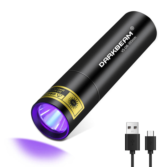 DARKBEAM Flashlight UV Black Light 395 NM, Mini but Powerful USB- C LED Rechargeable Woods Lamp, Ultraviolet Flashlights for Pet Dog Urine, Stains - WoodArtSupply