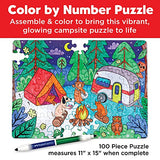 Faber-Castell Color by Number Puzzle, Camping - 100 Pieces, DIY Coloring Puzzle Set for Kids Ages 6+, Small Faber-Castell