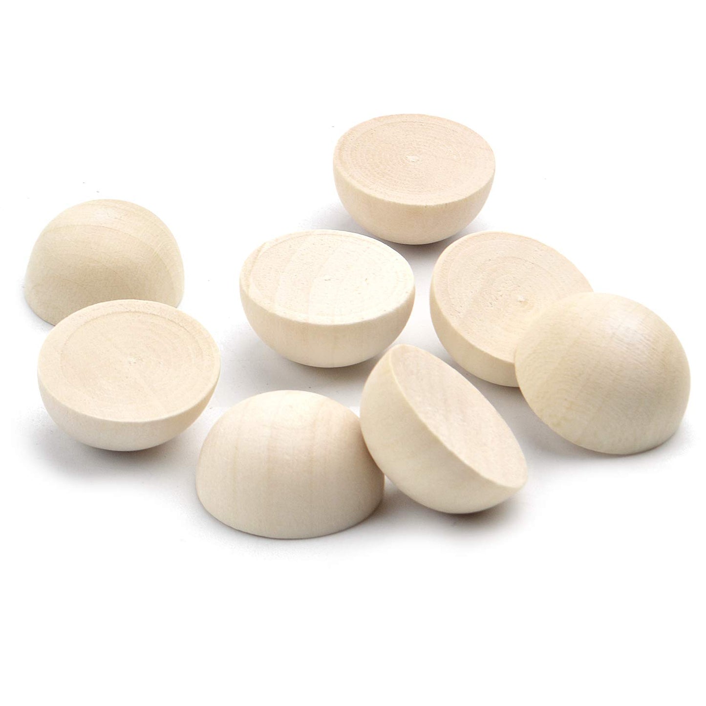 50 Pieces 25mm Natural Half Wooden Balls Decration Split Beads for DIY Projects Crafts Kids Toy