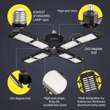 PINSAI LED Garage Light,Super Bright Screw in E26/E27 Ceiling Shop Work Lamp, 150W 15000 Lumen Deformable Basement Bulb Fixture with 8 Adjustable PINSAI