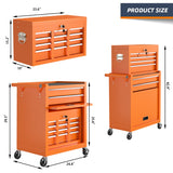 8-Drawer Rolling Tool Chest & Portable Tool Box with 2 Handles, Lockable Rolling Tool Box with 4 Hooks, Large Capacity Garage Storage Tool Cabinet SGmory