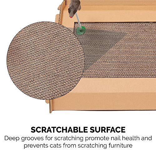Furhaven Multi-Level Cardboard Cat House w/ Catnip for Indoor Cats, Ft. Scratching Pads & Toys - Farmhouse Corrugated Cat Scratcher Hideout - Furhaven