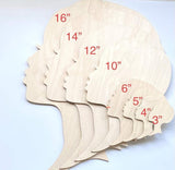 Texan Wood Crafts Small to Large Select your Size African Woman Women Face with Lashes Silhouette Head Unfinished Wood Laser Cut Cutout Shape DIY Texan Wood Crafts