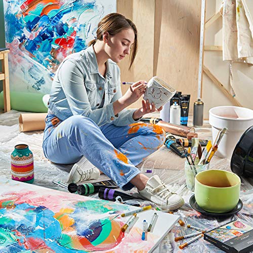 ARTEZA Metallic Acrylic Paint Markers, Set of 20, Paint Pens with Bullet and Wide Nib, Art & Craft Supplies for Glass, Pottery, Ceramic, Plastic, ARTEZA