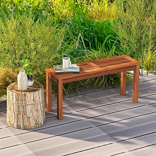 Tangkula Solid Wood Loveseat Bench for Indoor and Outdoor Relaxation, 39.5" Slatted Seat for Two Tangkula