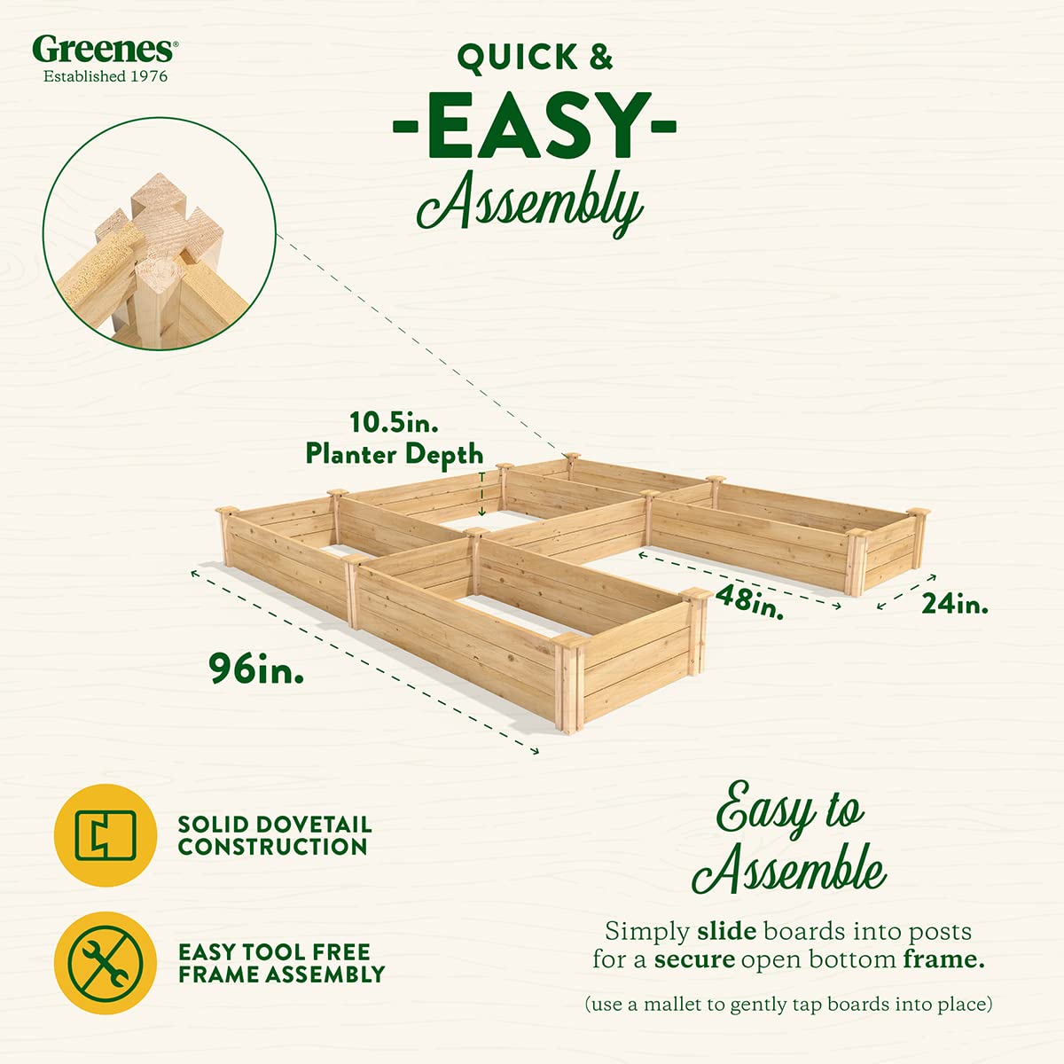 Greenes Fence Original Cedar Raised Garden Bed, 8' x 8' x 10.5" U-Shaped Bed - Made in USA with North American Cedar