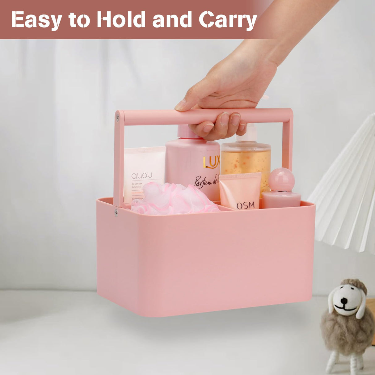 LAFARA Art Supply Storage Organizer, Multipurpose Caddy Organizer with Handle and Adjustable Divider, Plastic Portable Craft Storage Organizer Caddy LAFARA