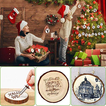 50 Pcs Natural Wood Slices 2.0-2.5 Inches, CertBuy Undrilled Round Wood Tree Slices, Craft Wooden Circles with Bark for Wedding Centerpiece, DIY