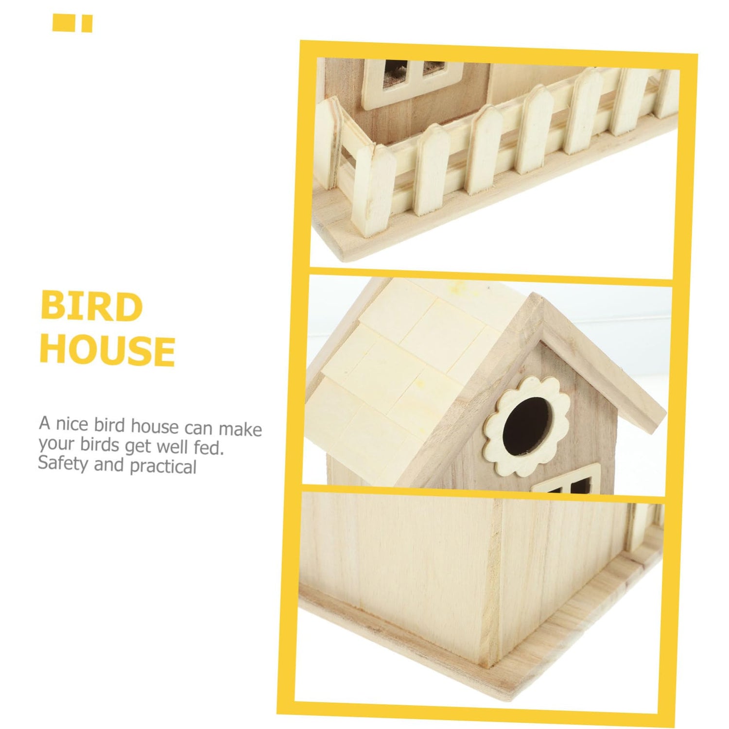 Toddmomy House Bird Nest Unfinished Wood Birdhouse Kits Unpainted Bird Houses Wooden Bird House Bird Houses for Outdoor Delicate Bird House Unpainted Toddmomy