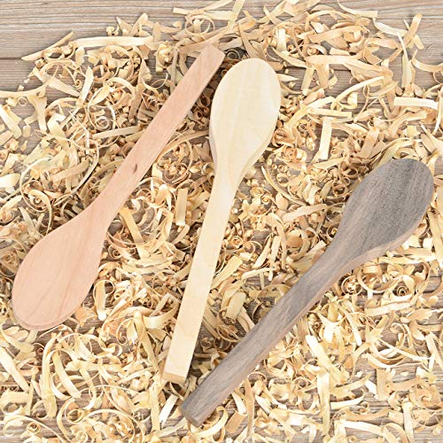 3Pcs Wood Carving Spoon Blank Unfinished Wooden Craft Whittling Kit for Whittler Starter Kids,Basswood +Walnut +Cherry - WoodArtSupply