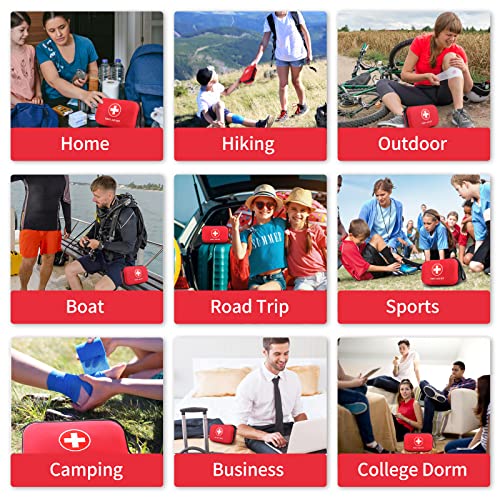 Home-Car-First-Aid-Kit-Camping-Essentials - 263pcs Waterproof Zippers is Ideal for Travel, Office, Boat, Sports, Businesses, Hiking, Emergency Pumier