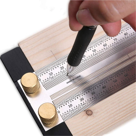 Ultra Precise Marking T-Rule Stainless Steel Marking Ruler, T Square Hole Ruler, Stainless Steel Woodworking Scribing Ruler, Positioning, Scribbling QeeHeng