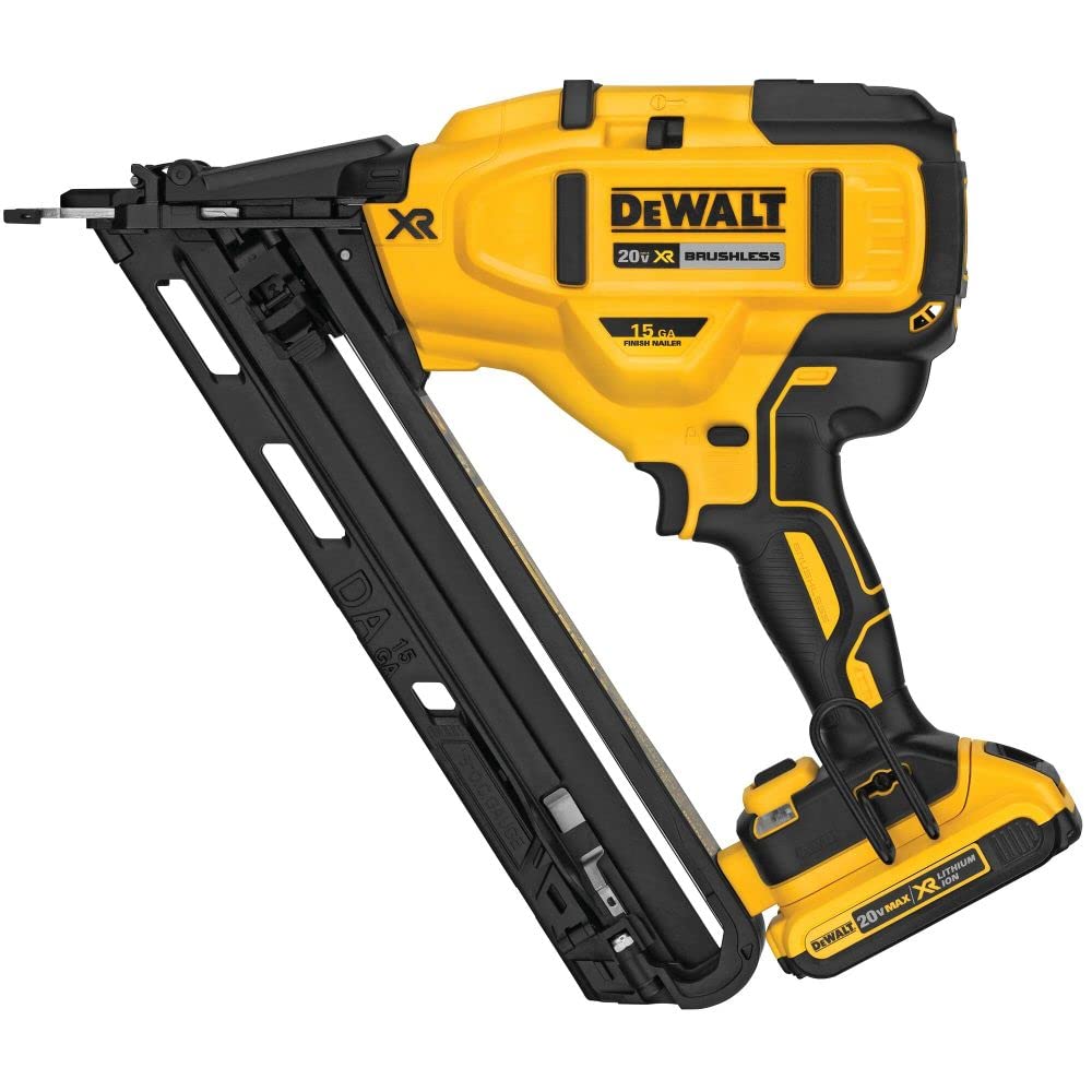 DEWALT 20V MAX Finish Nailer Kit, Angled, 15GA, Battery, Charger & Bag (DCN650D1) DEWALT