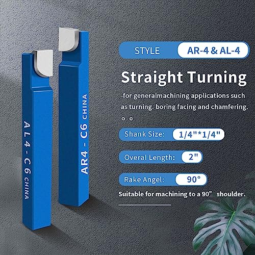 HAowosi 10PCS 1/4" Metal Lathe Cutting Tools,C-6 Carbide Tip Cutter Tool Bit Cutting Set,Milling Welding Bit Lathe Cutting Tool Kit HAowosi