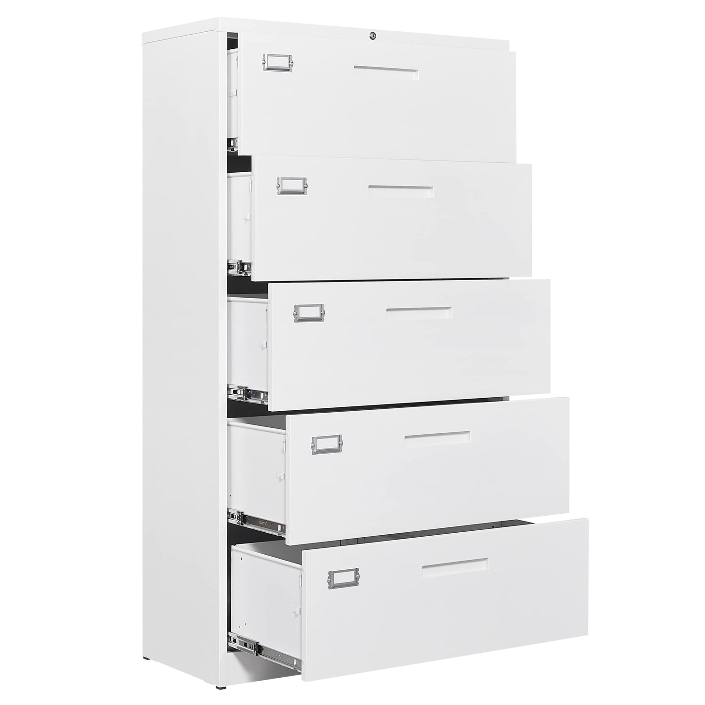 BYNSOE 5 Drawer Lateral File Cabinet Metal Filing Storage Cabinet with Lock Office Home Steel Lateral File Cabinet for A4 Legal/Letter Size Wide File