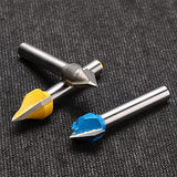 Genmitsu 1/4'' V Grooving Router Bit Set, 60 Degree & 90 Degree CNC Router Bits, 3D V Shape Milling Wood Cutter Knife CNC Engraving Router Bit, VG03A Genmitsu