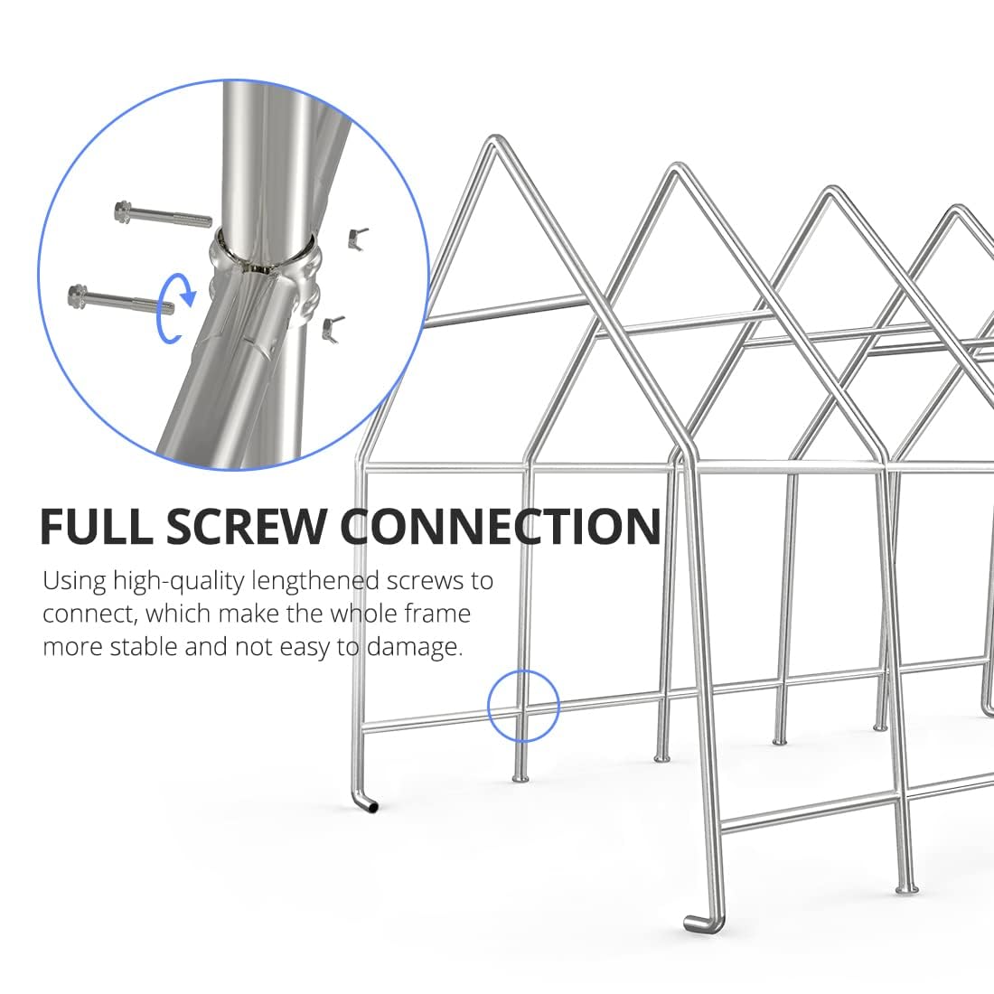 KING BIRD 13' x 20' x 12' Heavy Duty Anti-Snow Carport for SUV, Full-Size Truck and Boat, Outdoor Car Canopy Boat Shelter with Reinforced Ground - WoodArtSupply