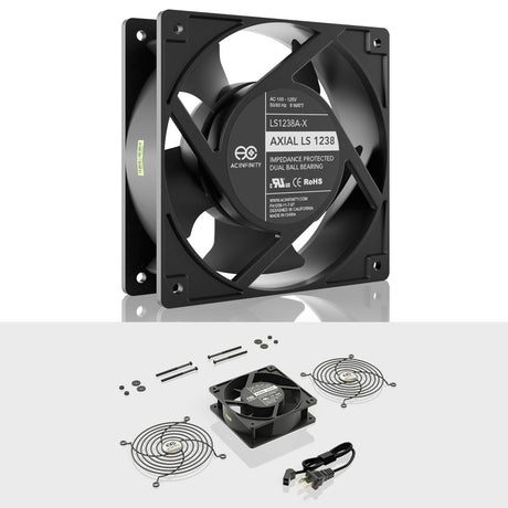AC Infinity AXIAL LS1238, Quiet Muffin Fan, 120V AC 120mm x 38mm Low Speed, UL-Certified for DIY Cooling Ventilation Exhaust Projects AC Infinity