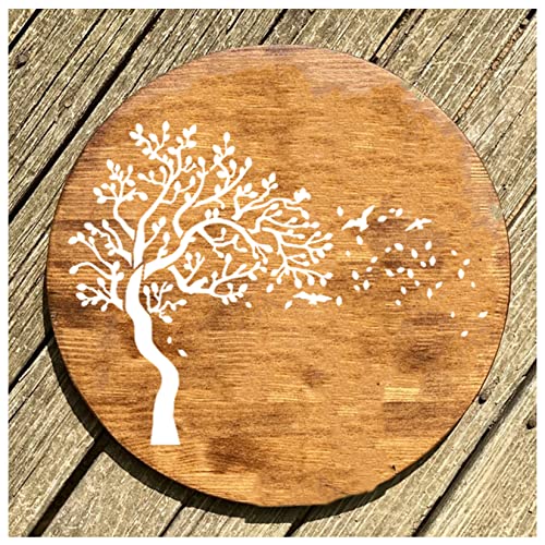 Stencils for Painting on Wood 12" Welcome Stencils for Crafts Drawing Tree of Life Reusable Plastic Art Templates for Adults Wood Burning Paint Home Pkqon