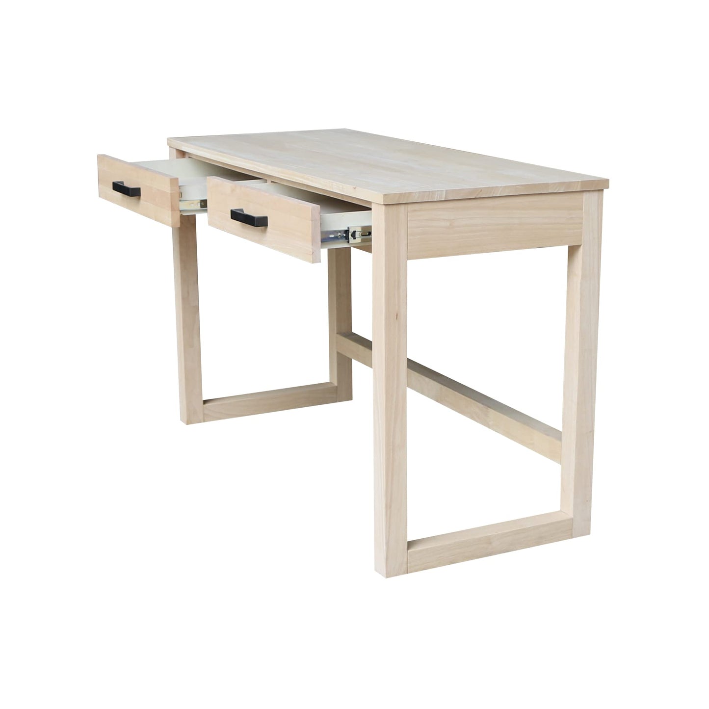 IC International Concepts International Concepts Carson Solid Wood Desk with Two Drawers, Unfinished - WoodArtSupply