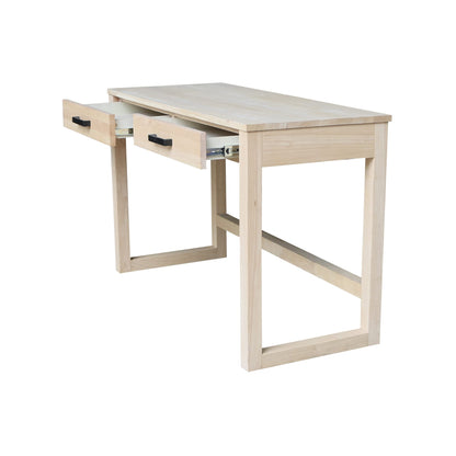 IC International Concepts International Concepts Carson Solid Wood Desk with Two Drawers, Unfinished - WoodArtSupply