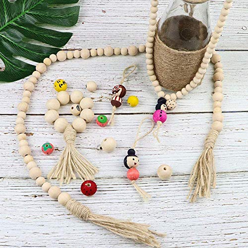 WLIANG 60 Pcs 30mm Natural Wood Beads, Unfinished Round Wooden Beads, Wooden Ball Spacer Loose Beads, for Garland Farmhouse Decor, Bracelet Necklace WLIANG